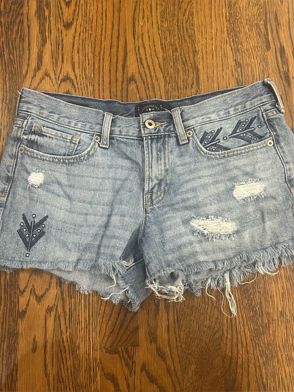 Lucky Brand The Cut Off Embroidered Distressed Denim Shorts
